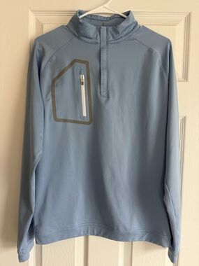 Peter Millar Light Blue Lightweight Quarter-Zip Pullover